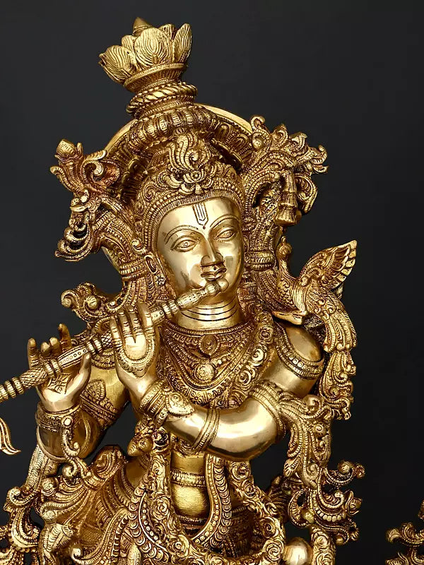 Brassaura® Brass Radha Krishna Statue | Height 29 Inches & Weight 41.8 kg