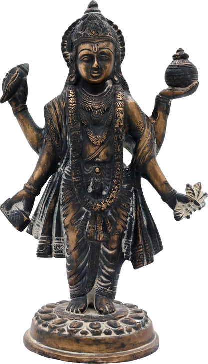 Brassaura® Brass Dhanvantri Statue | Height 10 Inches & Weight 2.60 kgs