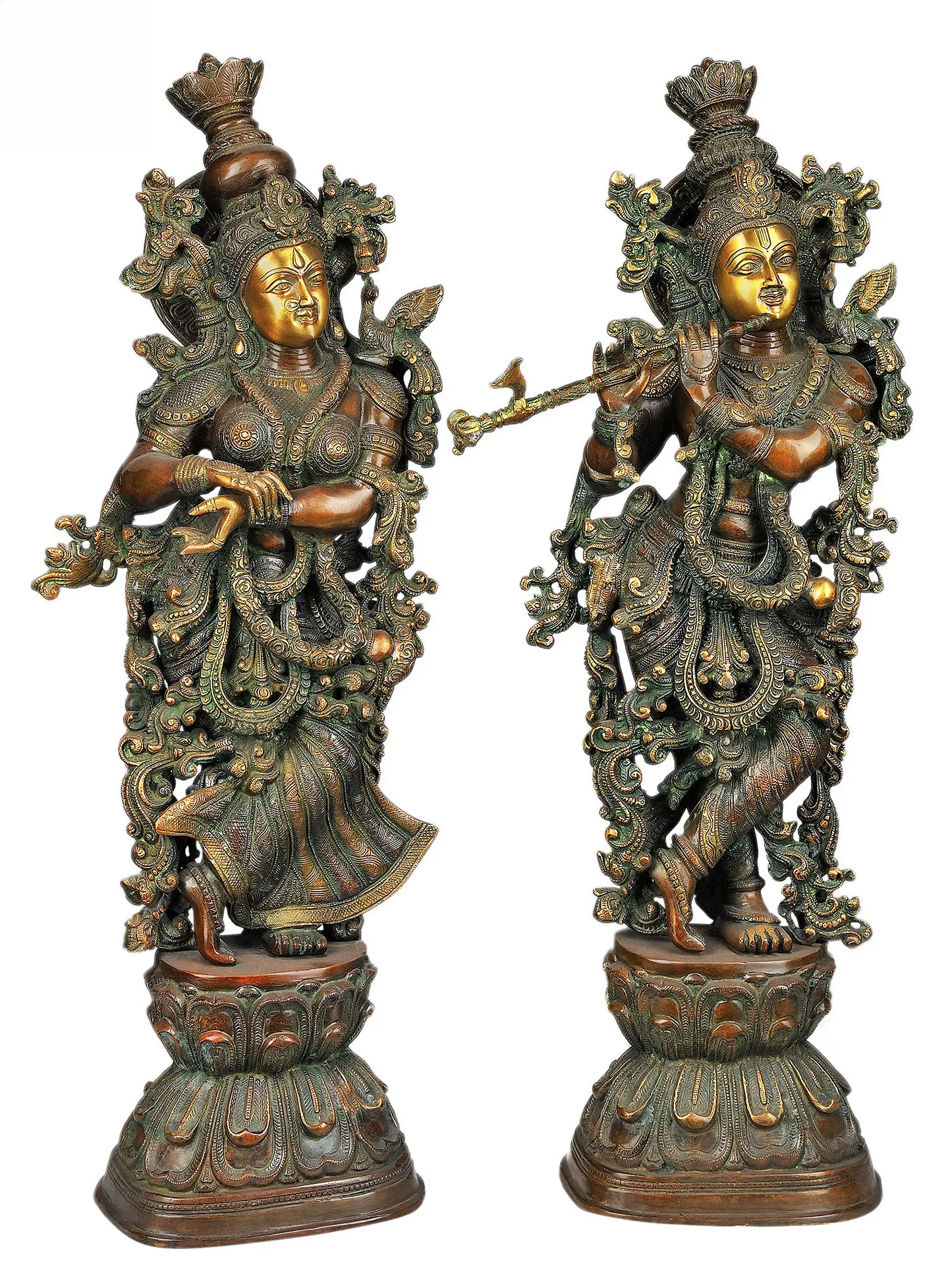 Brassaura® Brass Radha Krishna Statue | Height 28.94 Inches & Weight 33.97 kg