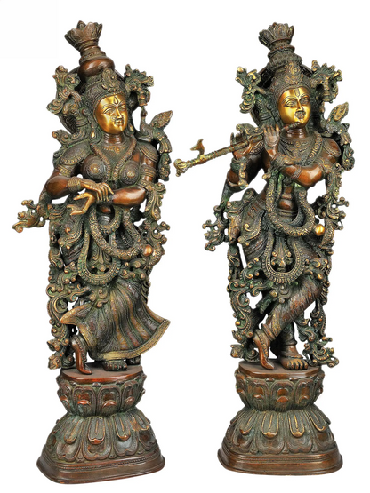 Brassaura® Brass Radha Krishna Statue | Height 28.94 Inches & Weight 33.97 kg