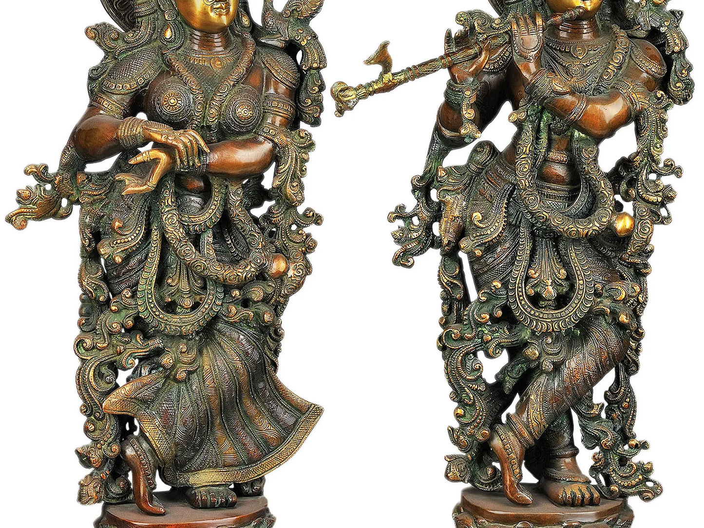 Brassaura® Brass Radha Krishna Statue | Height 28.94 Inches & Weight 33.97 kg