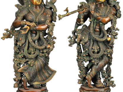 Brassaura® Brass Radha Krishna Statue | Height 28.94 Inches & Weight 33.97 kg