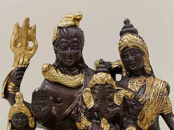 Brassaura® Brass Shiv Family Statue | Height 5.7 Inches & Weight 1.32 kg