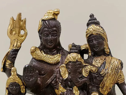Brassaura® Brass Shiv Family Statue | Height 5.7 Inches & Weight 1.32 kg