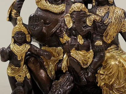 Brassaura® Brass Shiv Family Statue | Height 5.7 Inches & Weight 1.32 kg