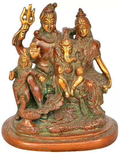 Brassaura® Brass Shiv Family Statue | Height 5.7 Inches & Weight 1.32 kg