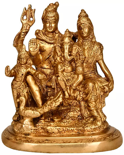 Brassaura® ब्रास शिव परिवार की प्रतिमा | ऊंचाई 5.7 इंच और वज़न 1.32 किलोग्राम