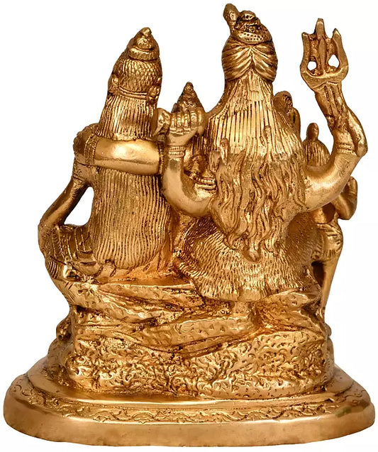 Brassaura® Brass Shiv Family Statue | Height 5.7 Inches & Weight 1.32 kg