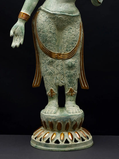 Brassaura® Standing Tara Devi | Brass Statue | Height 30.5 Inches & Weight 8.23 kgs