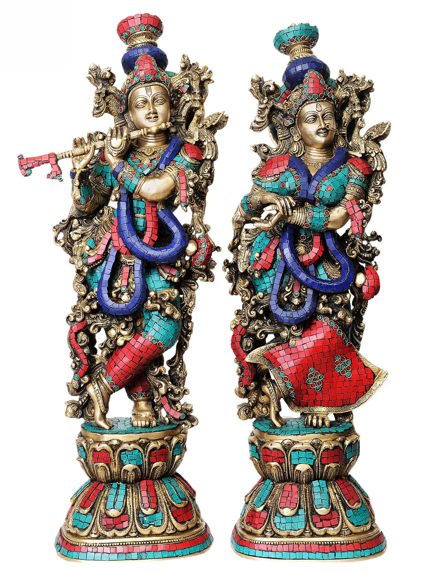 Brassaura® Brass Radha Krishna Statue | Height 28.50 Inches & Weight 34 kg