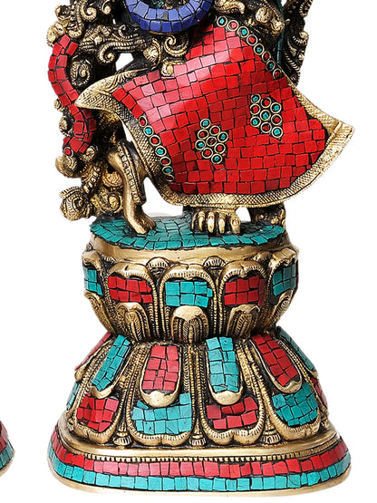 Brassaura® Brass Radha Krishna Statue | Height 28.50 Inches & Weight 34 kg