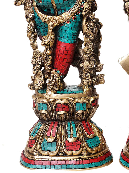 Brassaura® Brass Radha Krishna Statue | Height 28.50 Inches & Weight 34 kg