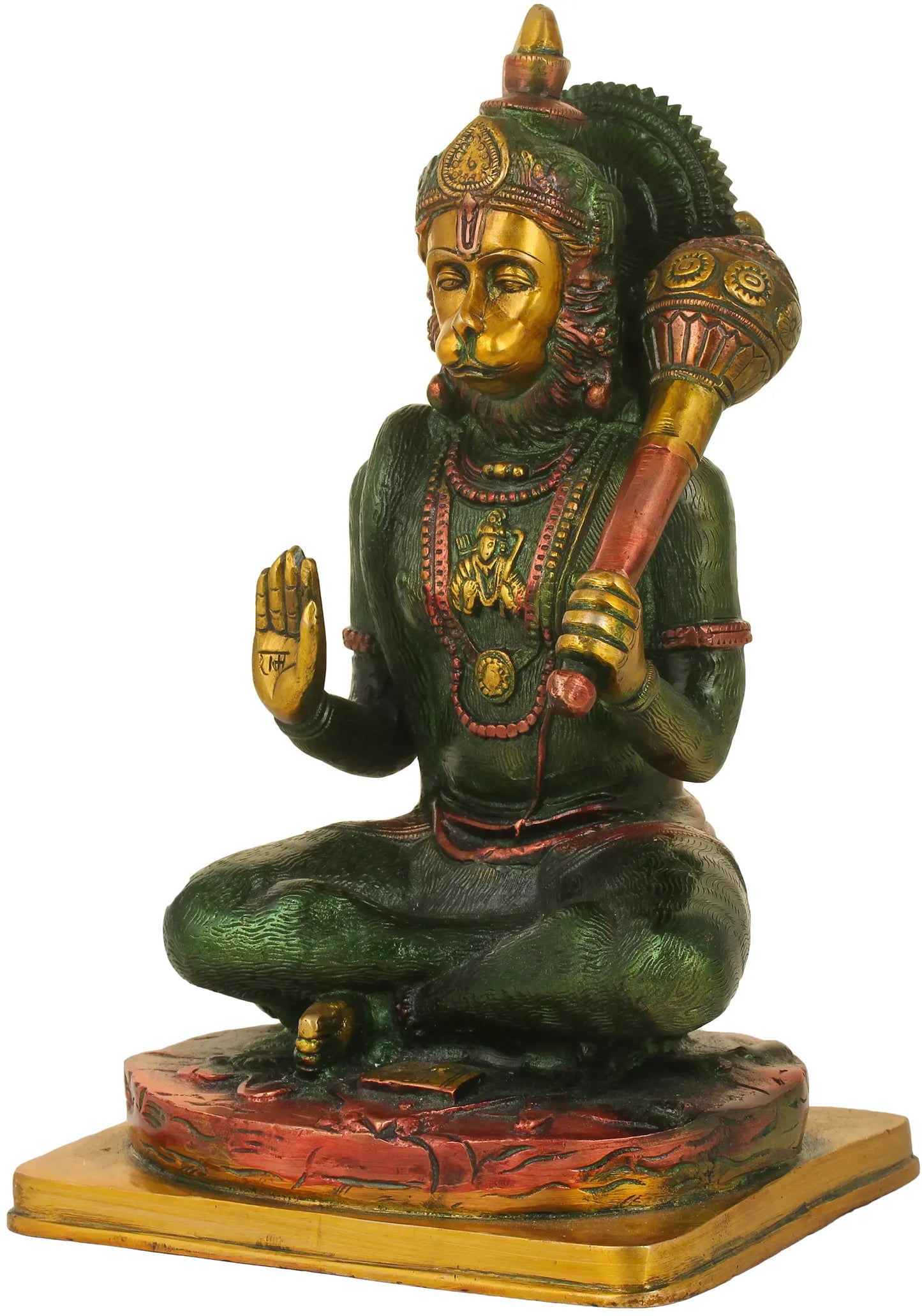 ब्रासौर (Brassaura®) आशीर्वाद हनुमान पीतल की मूर्ति घर के मंदिर और सजावट के लिए | ऊंचाई 11.4 इंच और वजन 5.25 किलोग्राम