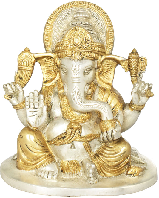Brassaura™ Lord Ganesha Brass Statue | Height 6.5 Inches & Weight 2.50 kgs