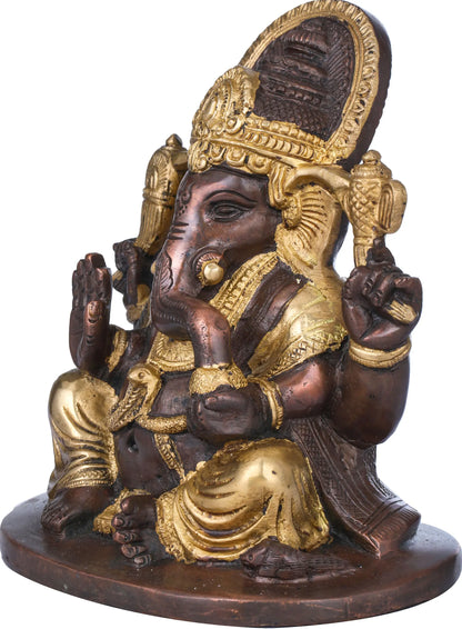 Brassaura™ Lord Ganesha Brass Statue | Height 6.5 Inches & Weight 2.50 kgs