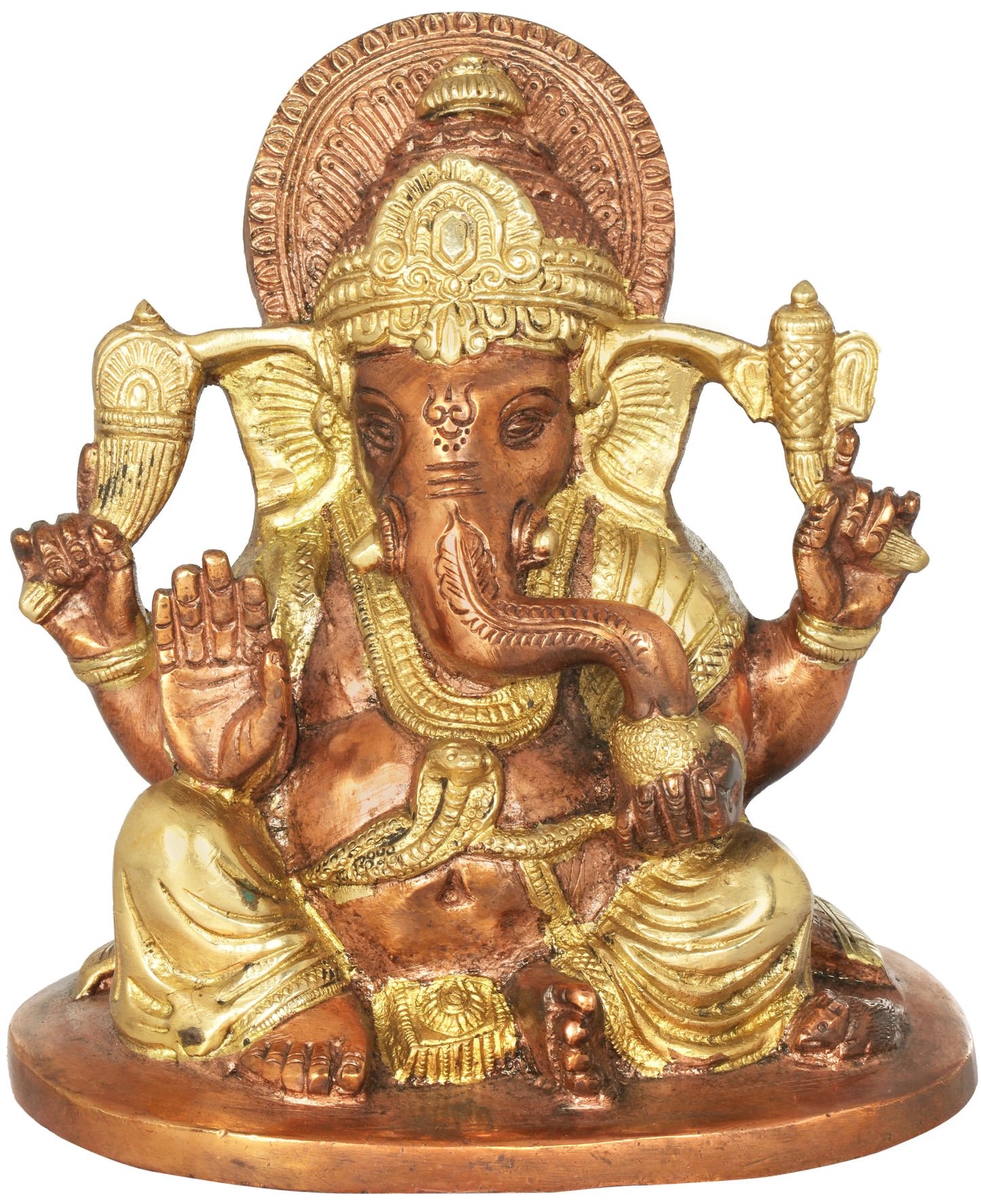Brassaura™ Lord Ganesha Brass Statue | Height 6.5 Inches & Weight 2.50 kgs