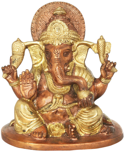 Brassaura™ Lord Ganesha Brass Statue | Height 6.5 Inches & Weight 2.50 kgs