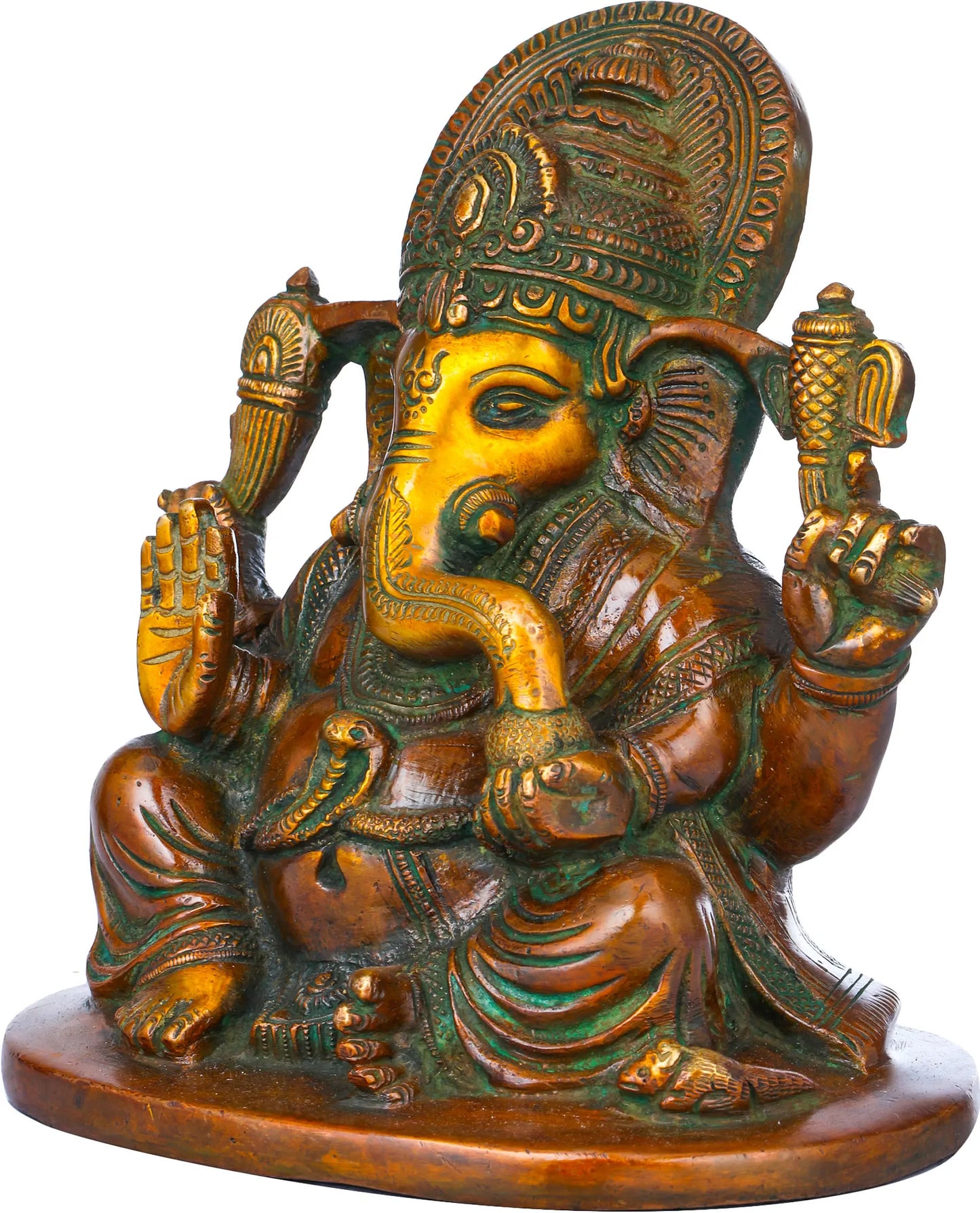 Brassaura™ Lord Ganesha Brass Statue | Height 6.5 Inches & Weight 2.50 kgs