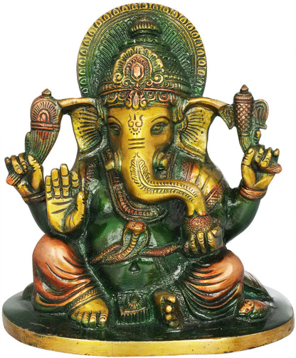 Brassaura™ Lord Ganesha Brass Statue | Height 6.5 Inches & Weight 2.50 kgs