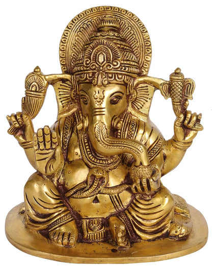 Brassaura™ Lord Ganesha Brass Statue | Height 6.5 Inches & Weight 2.50 kgs