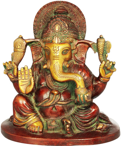 Brassaura™ Lord Ganesha Brass Statue | Height 6.5 Inches & Weight 2.50 kgs