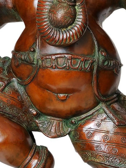 Brassaura™ Grand Dancing Ganesha in Antique Copper Finish | Brass Sculpture | Height 40 Inches & Weight 49 kgs