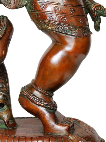 Brassaura™ Grand Dancing Ganesha in Antique Copper Finish | Brass Sculpture | Height 40 Inches & Weight 49 kgs