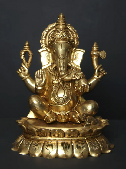 Brassaura™ लक्ष्मी गणेश सरस्वती पीतल की मूर्ति सेट | ऊँचाई 11 इंच और वज़न 22.09 किलोग्राम