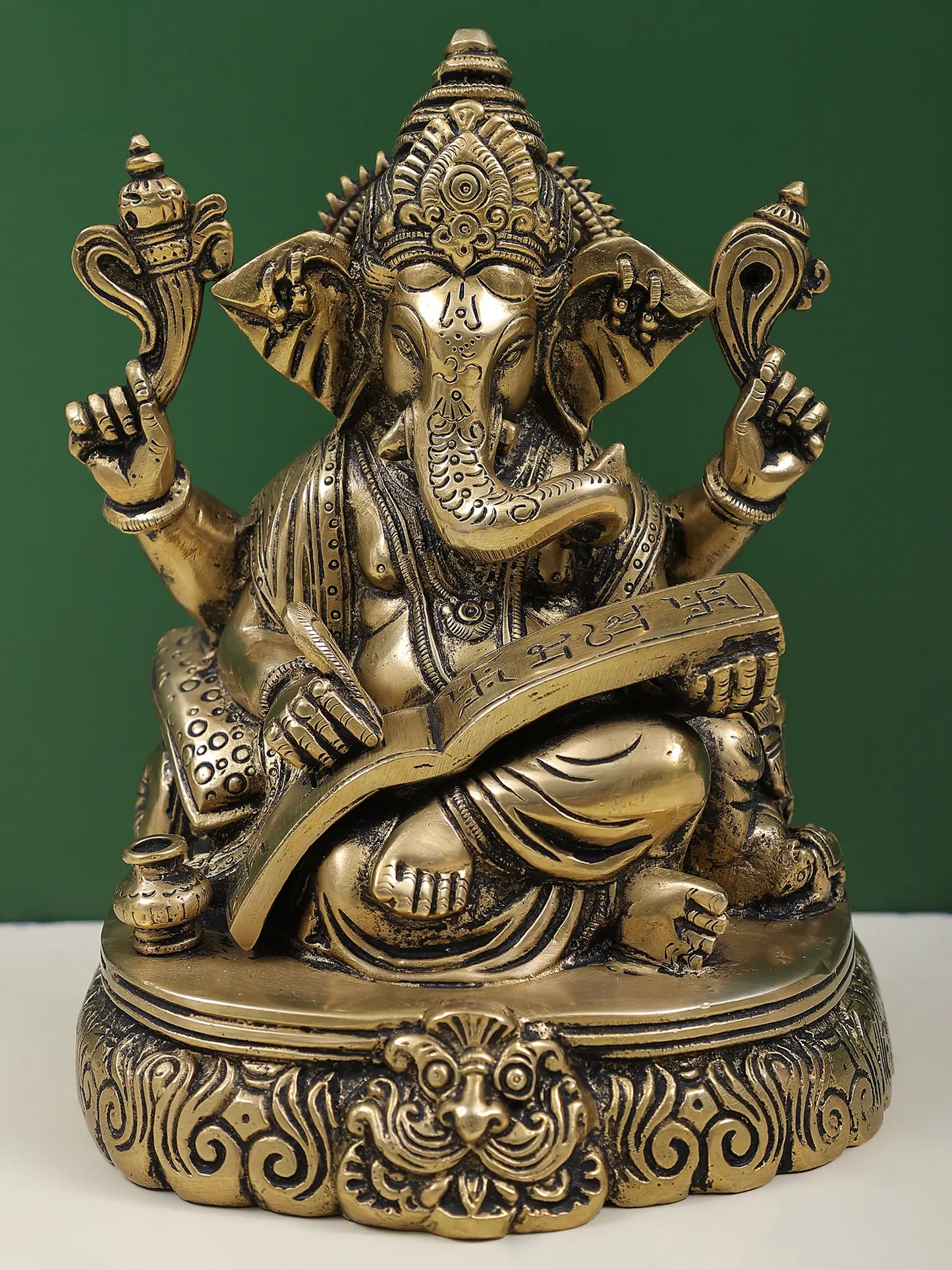 Brassaura™ Brass Lord Ganesha Idol | Height 7.5 Inches & Weight 2.80 kgs