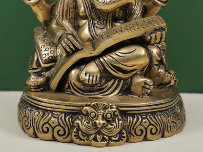Brassaura™ Brass Lord Ganesha Idol | Height 7.5 Inches & Weight 2.80 kgs