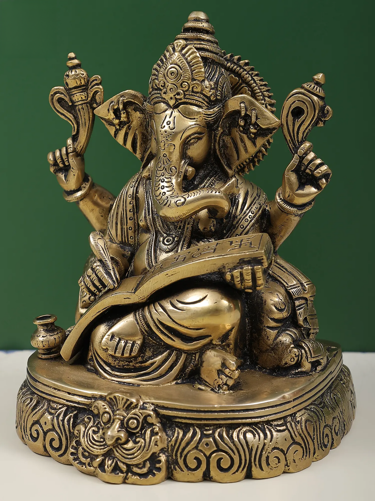 Brassaura™ Brass Lord Ganesha Idol | Height 7.5 Inches & Weight 2.80 kgs
