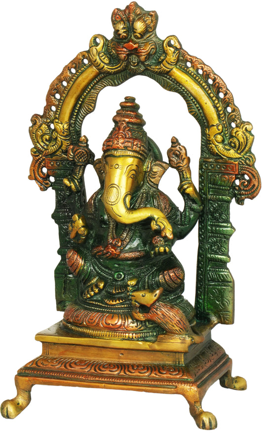 Brassaura™ Brass Lord Ganesha Idol | Height 8.5 Inches & Weight 1.70 kgs