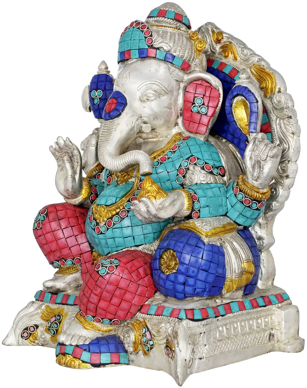 Brassaura™ Brass Ganesha Idol for Home Temple & Pooja Room Decor | 13 Inches | 13 kgs