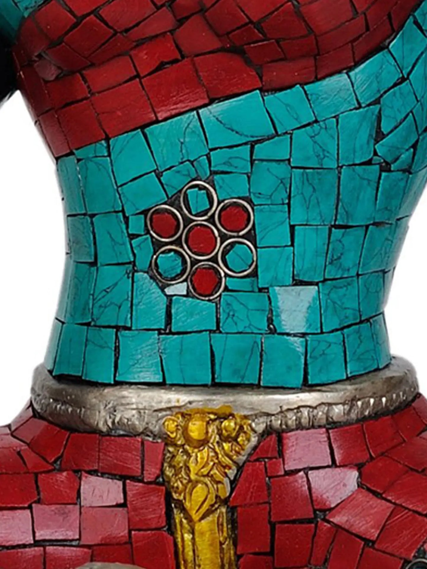 Brassaura® स्टोन इनले के साथ ध्यानमग्न बुद्ध | पीतल की प्रतिमा | ऊंचाई 13.6 इंच और वजन 8.90 किलोग्राम