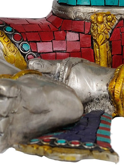 Brassaura® स्टोन इनले के साथ ध्यानमग्न बुद्ध | पीतल की प्रतिमा | ऊंचाई 13.6 इंच और वजन 8.90 किलोग्राम