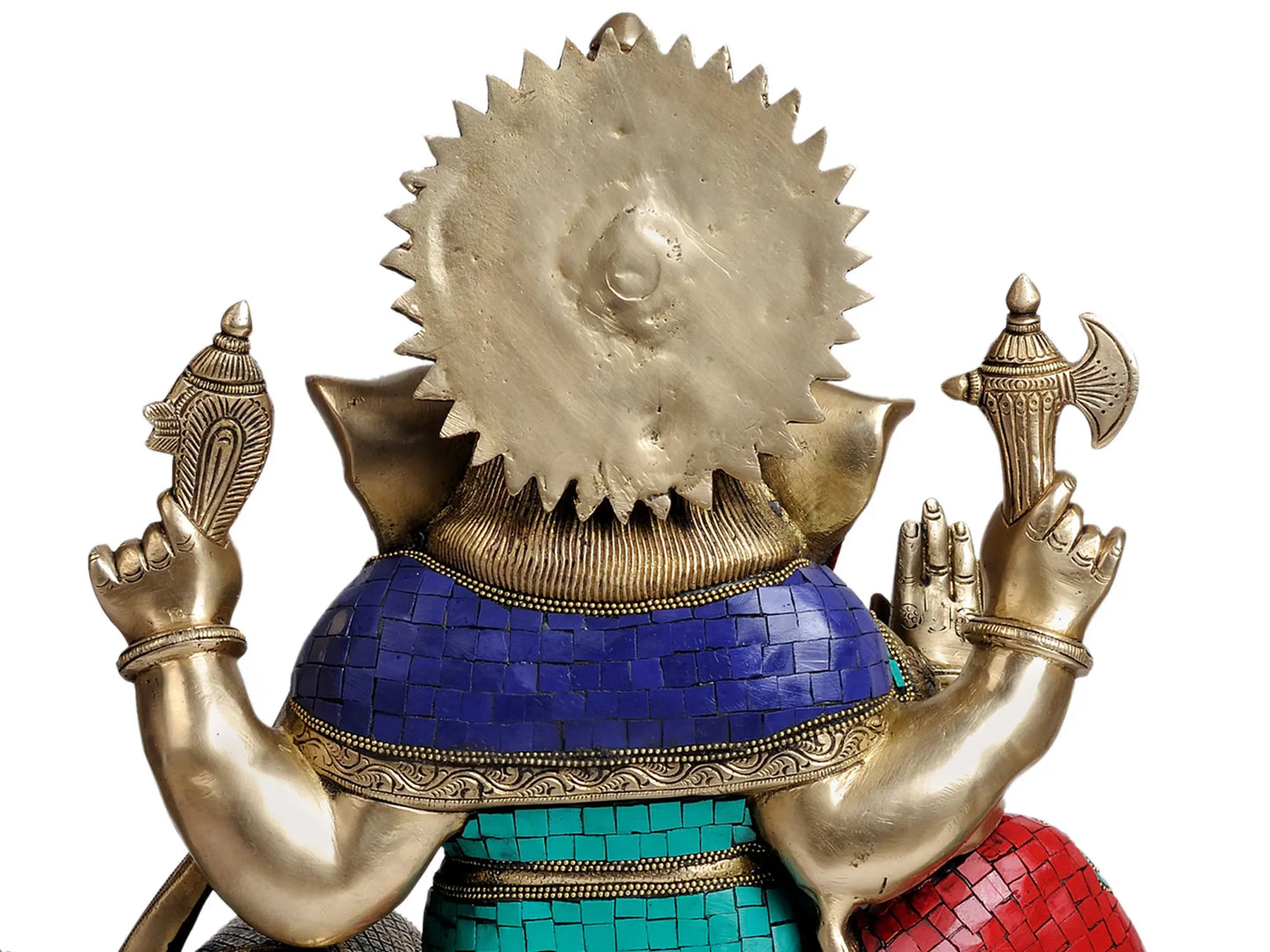 Brassaura® Lord Ganesha with Intricate Meenakari Inlay Work | Brass Statue | Height 16.93 Inches & Weight 15.66 kgs
