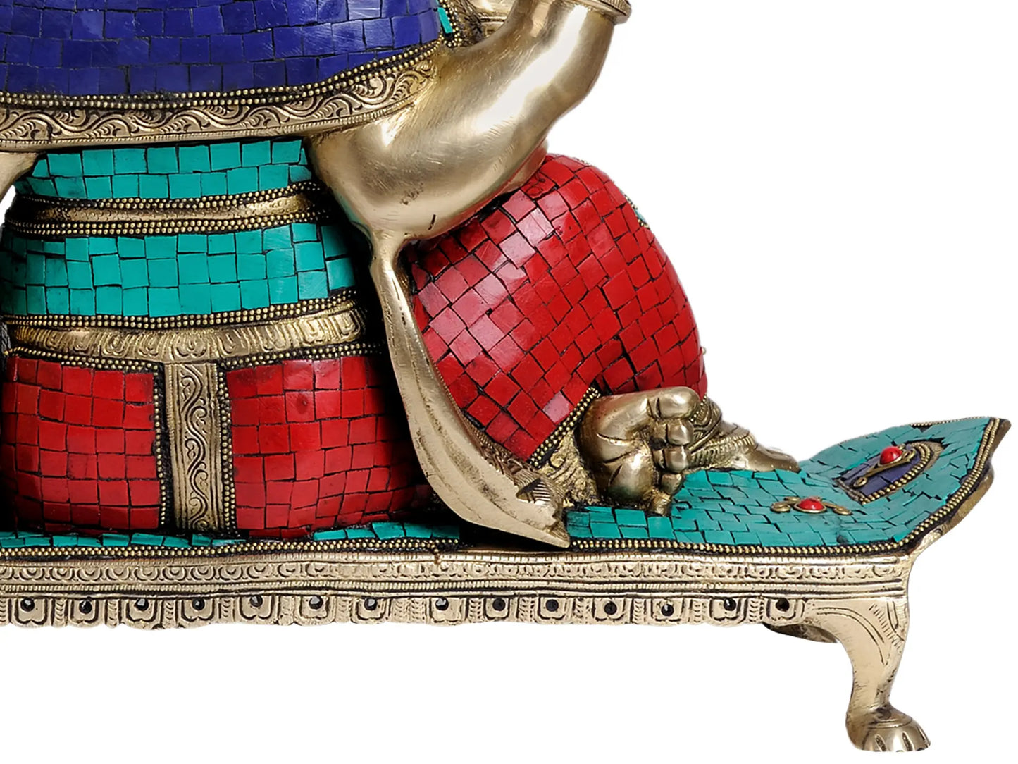Brassaura® Lord Ganesha with Intricate Meenakari Inlay Work | Brass Statue | Height 16.93 Inches & Weight 15.66 kgs