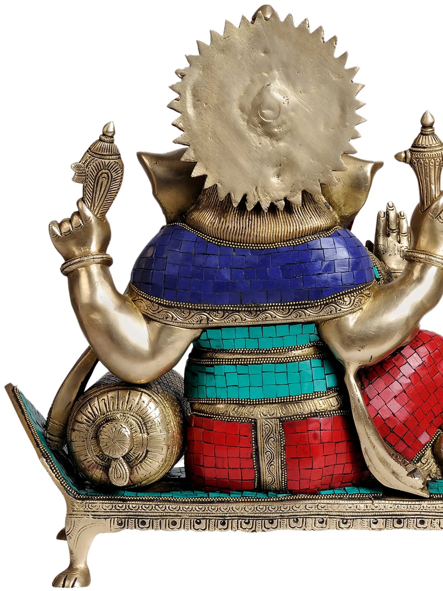 Brassaura® Lord Ganesha with Intricate Meenakari Inlay Work | Brass Statue | Height 16.93 Inches & Weight 15.66 kgs