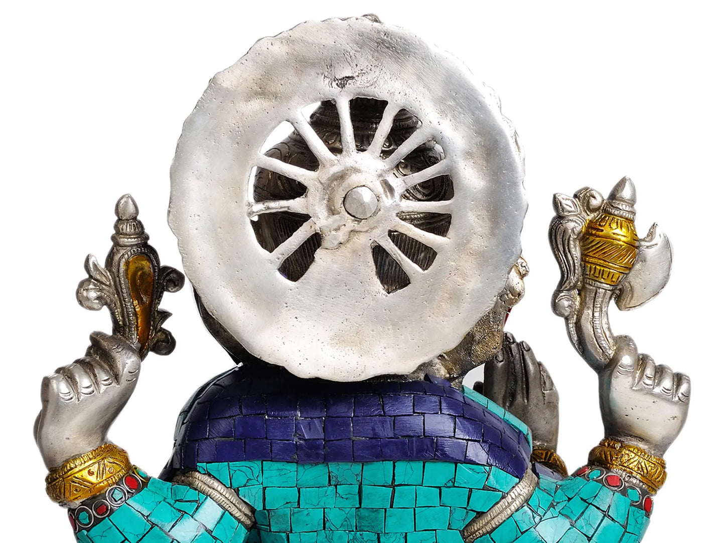 Brassaura™ Lotus Seated Ganesha with Meenakari Inlay | Brass Statue with Inlay | Height 14 Inches & Weight 11.23 kgs