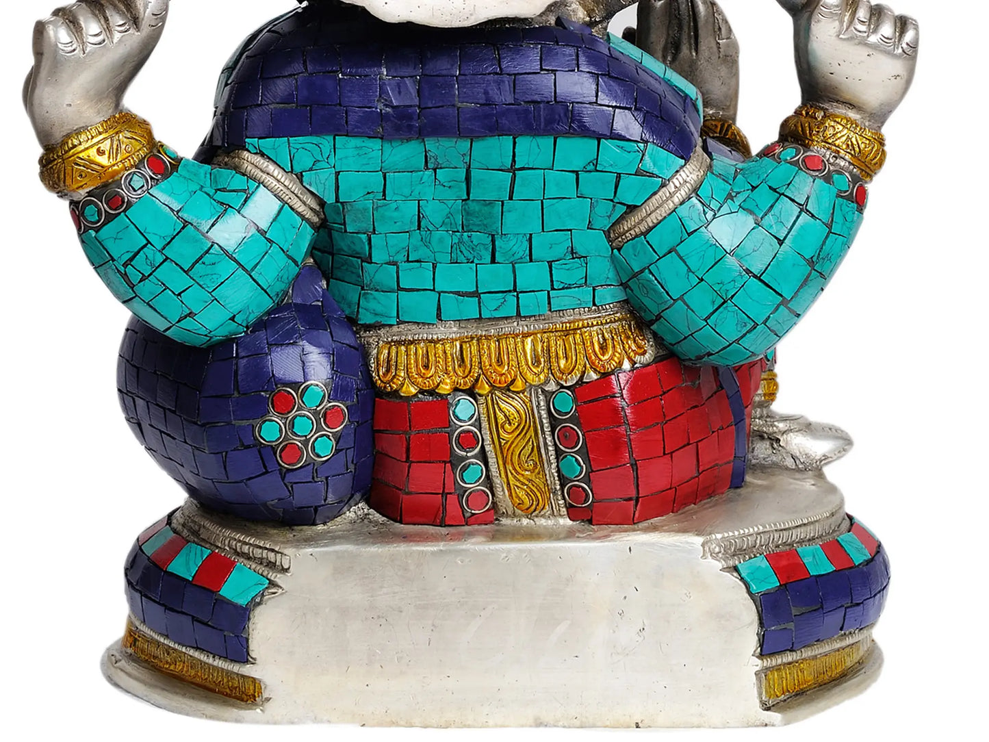 Brassaura™ Lotus Seated Ganesha with Meenakari Inlay | Brass Statue with Inlay | Height 14 Inches & Weight 11.23 kgs