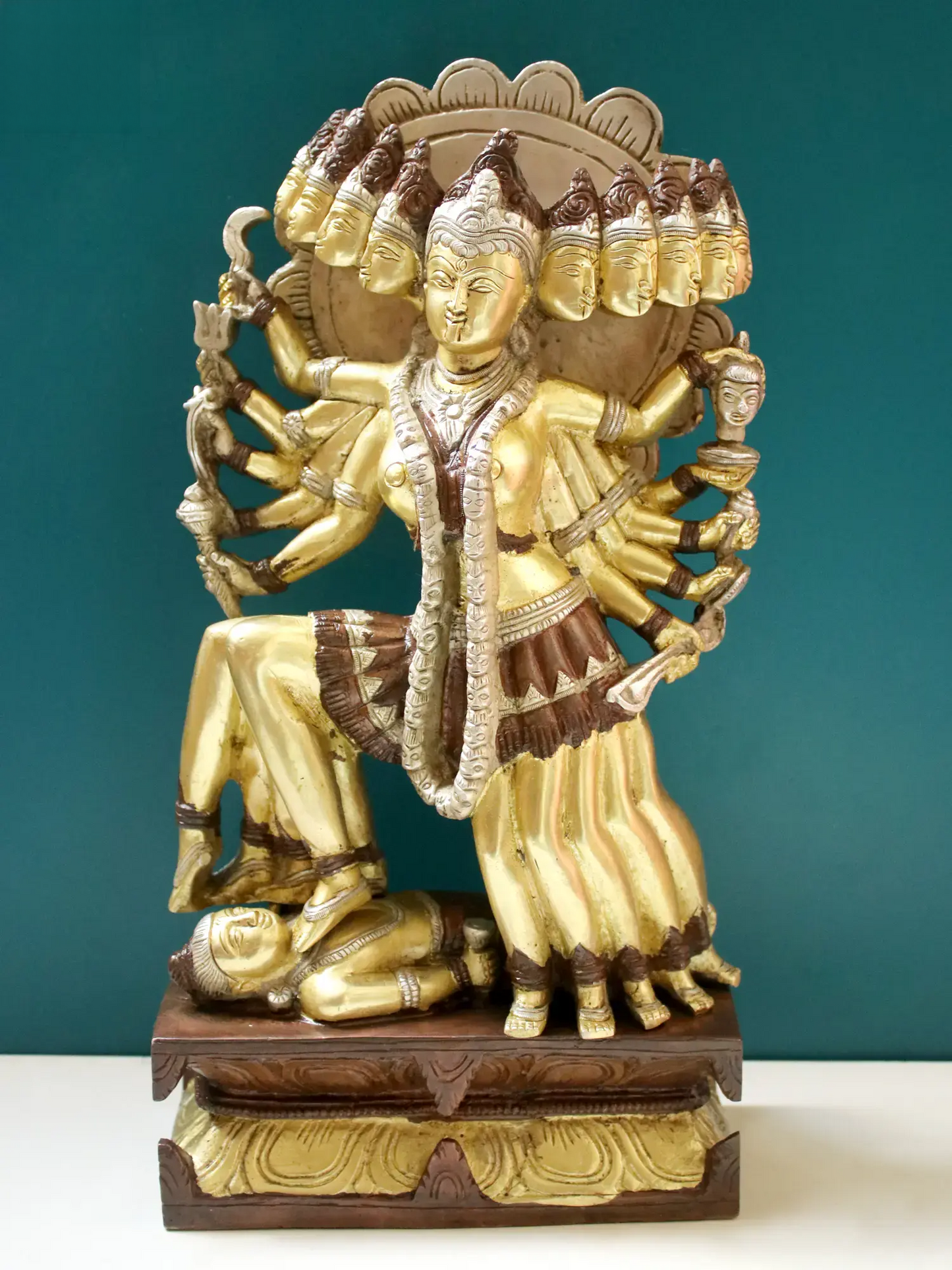 Brassaura™ Beyond Mahakali’s Ferocity | Intricately Handcrafted Brass Sculpture | Height 15.5 Inches & Weight 8.20 kgs