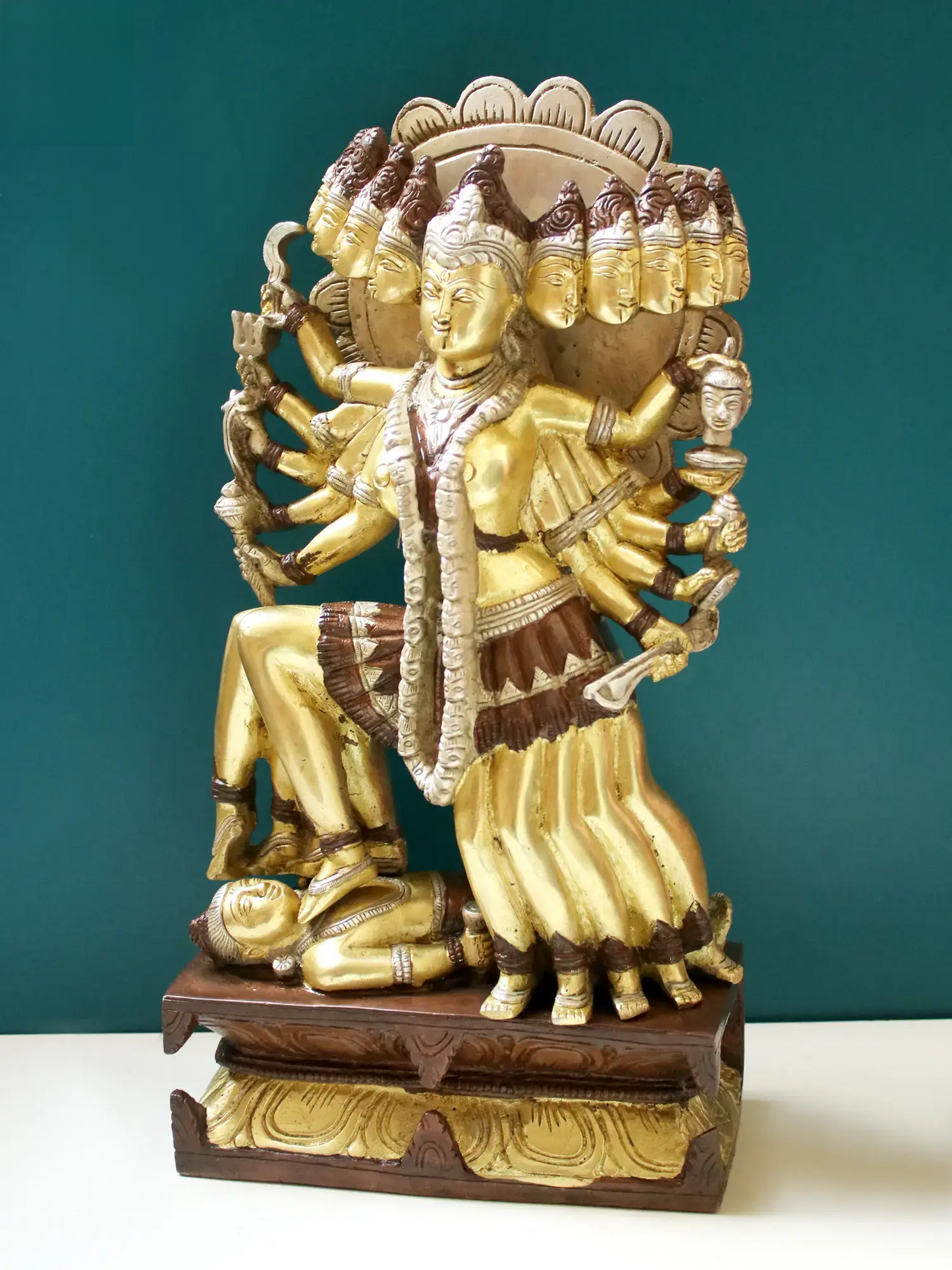 Brassaura™ Beyond Mahakali’s Ferocity | Intricately Handcrafted Brass Sculpture | Height 15.5 Inches & Weight 8.20 kgs