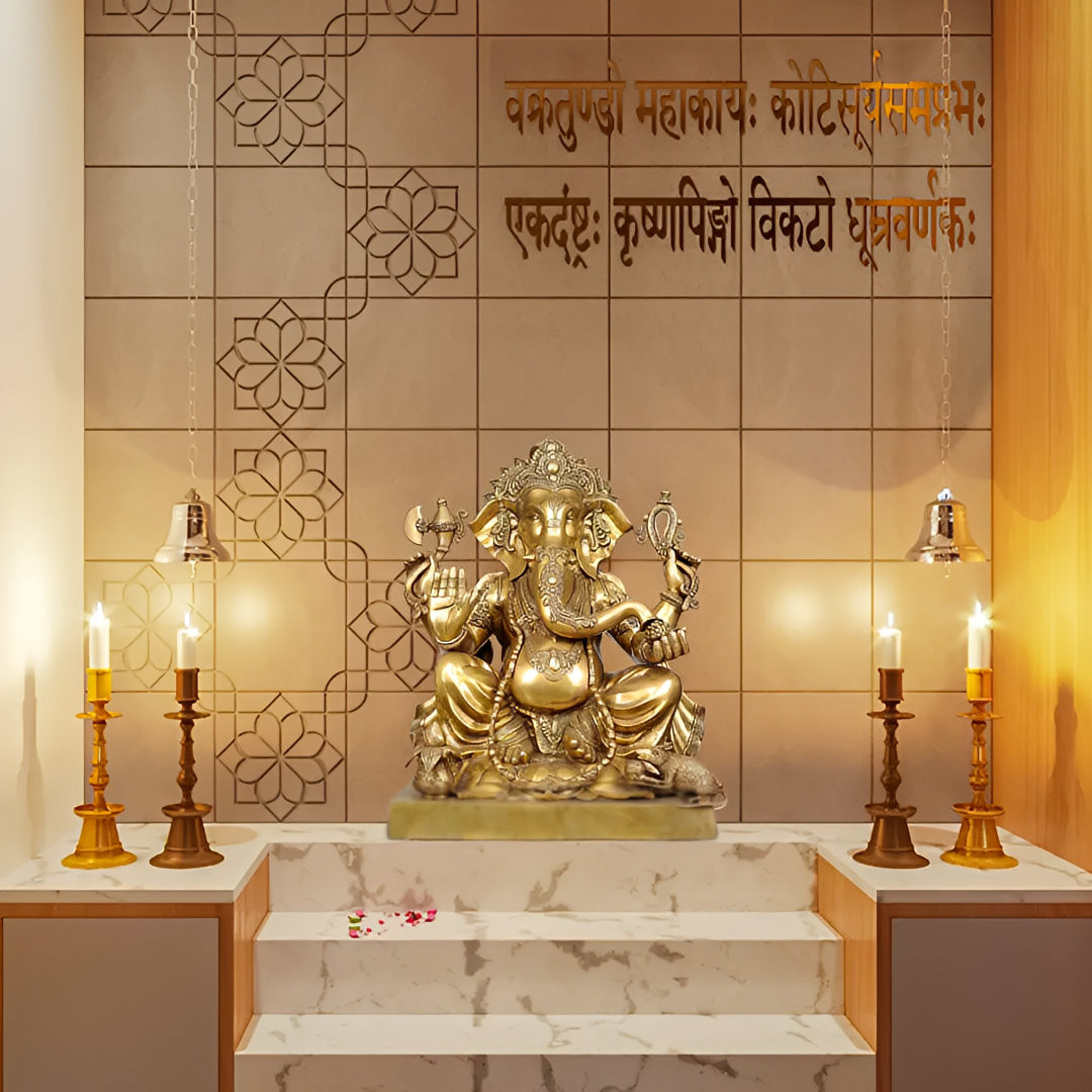 Brassaura® Majestic Seated Ganesha Brass Statue | Height 30.91 Inches & Weight 64.50 kgs