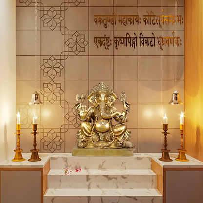 Brassaura® Majestic Seated Ganesha Brass Statue | Height 30.91 Inches & Weight 64.50 kgs