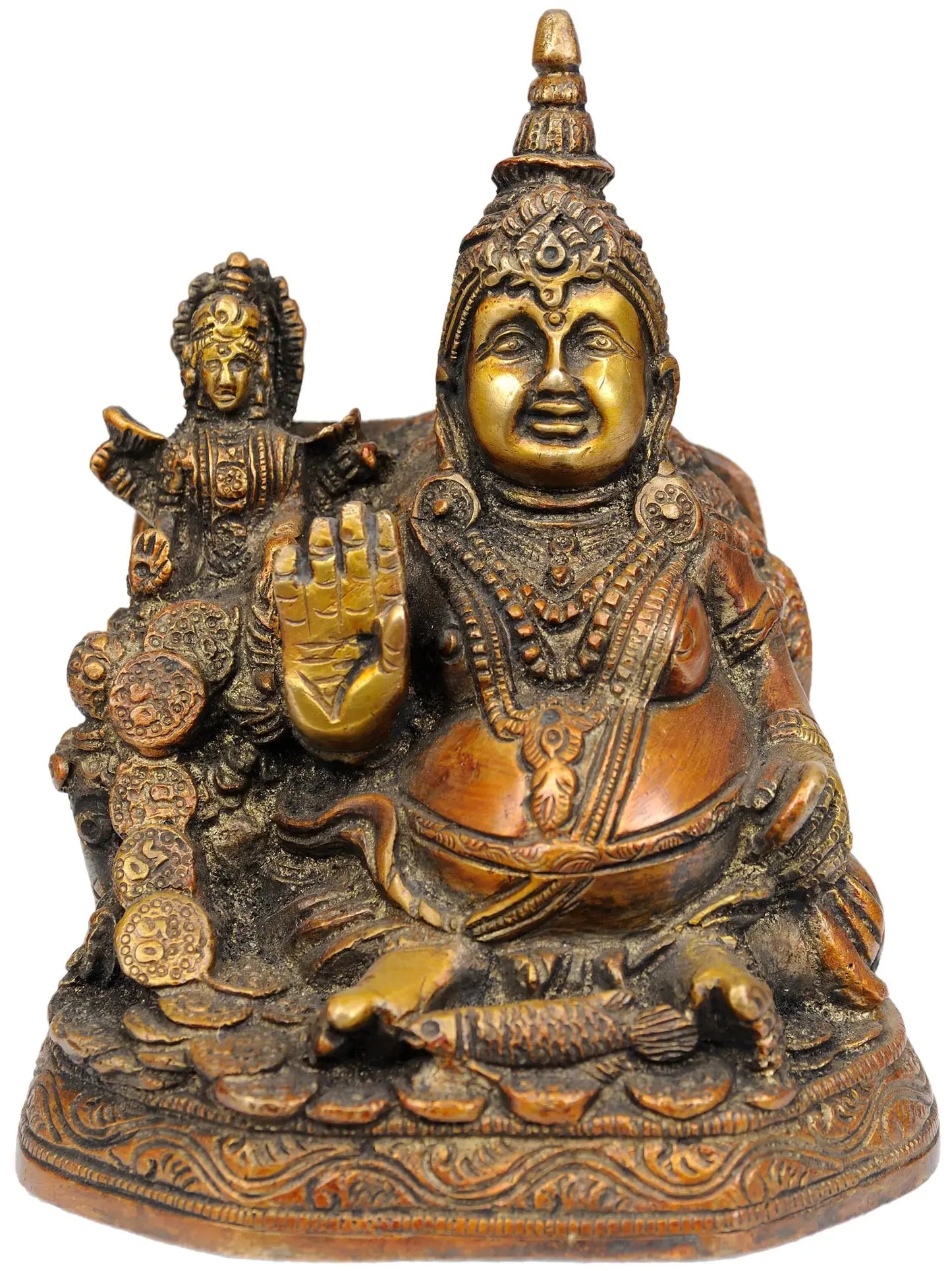 Brassaura® Brass Kubera Lakshmi Statue | Height 6 Inches & Weight 2 kg