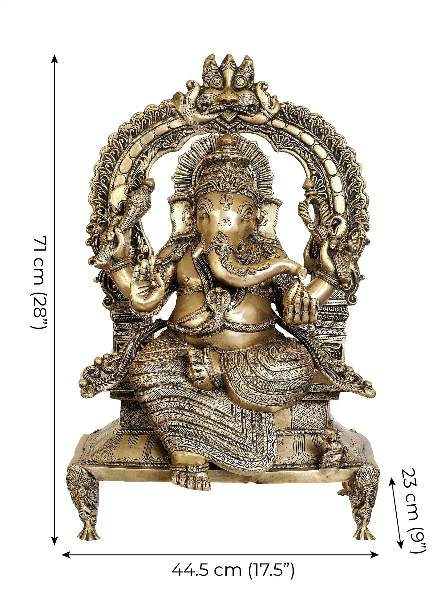 Brassaura™ Majestic Seated Ganesha on Ornate Throne | Brass Sculpture | Height 28 Inches & Weight 34.60 kgs