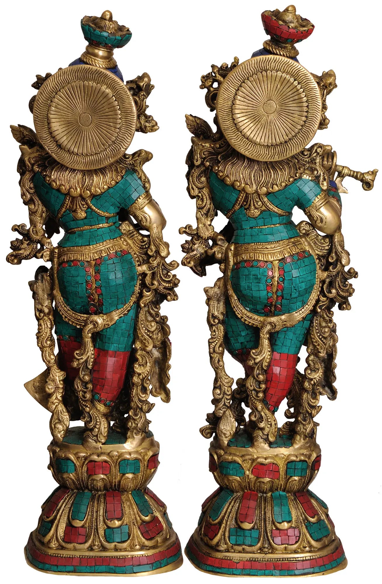 Brassaura® Brass Radha Krishna Statue with Inlay Work | Height 28.80 Inches & Weight 32 kg