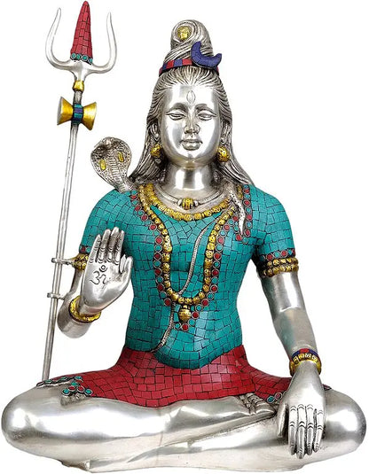 Brassaura™ Brass Shiva Statue with Inlay Work | Height 20 Inches & Weight 12.20 kg