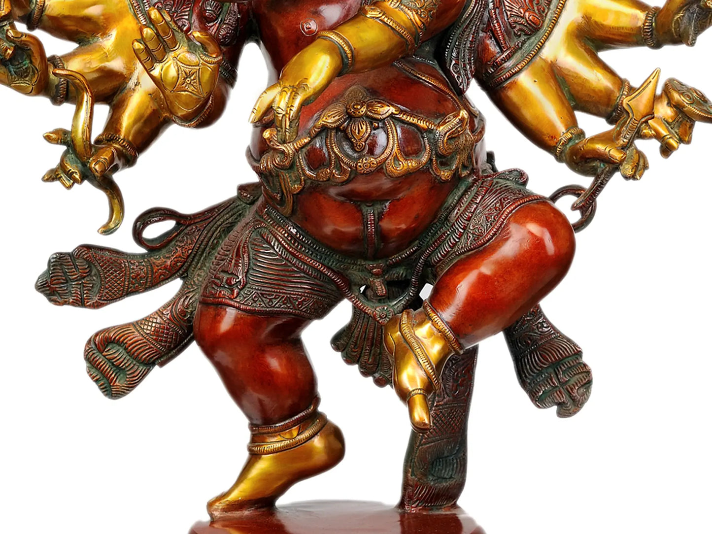 Brassaura® Dancing Multi-Armed Ganesha on Ornate Pedestal | Brass Sculpture | Height 26 Inches & Weight 22.83 kgs