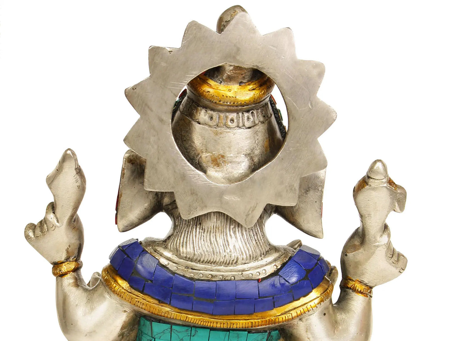 Brassaura™ Lord Ganesha Seated on Lotus Pedestal | Brass Statue with Intricate Inlay Work | Height 9 Inches
